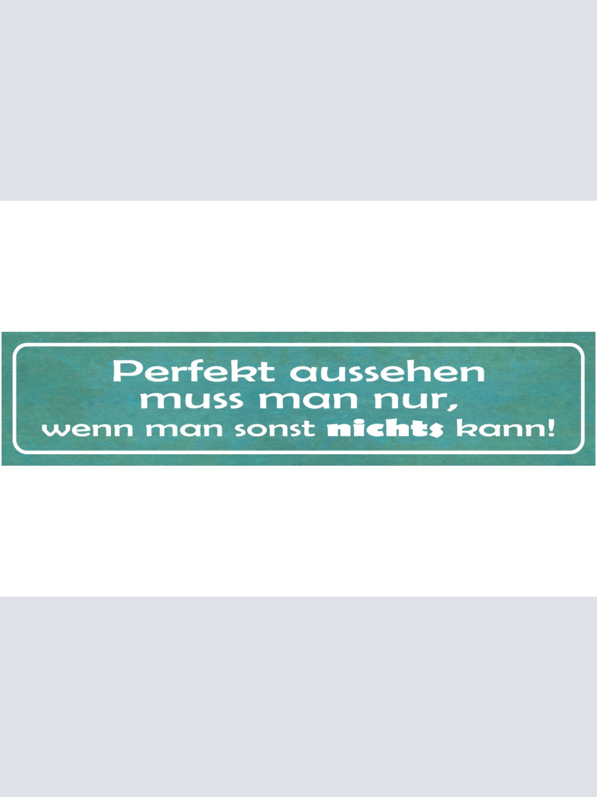 Schild Perfekt Aussehen Muss Man Nur Wenn Man Sonst Nichts Kann Schön 46 x 10
