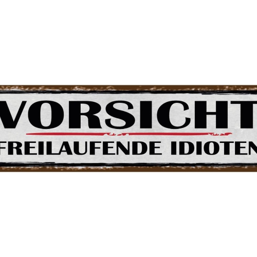 Schild Vorsicht Freilaufende Idioten Achtung Irren Haus 46 x 10 Blech od. Holz