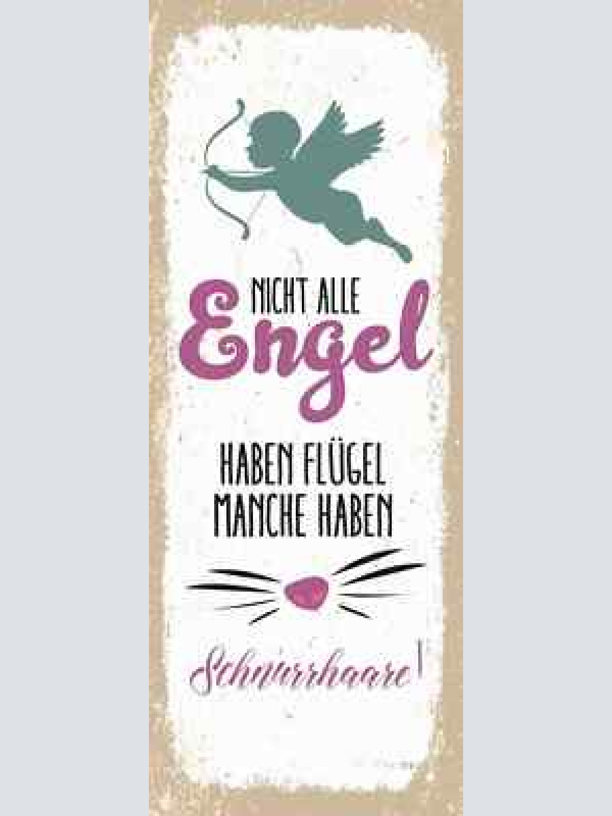 Schild nicht alle engel haben flügel manche haben schnurrhaare katze hund 27x10