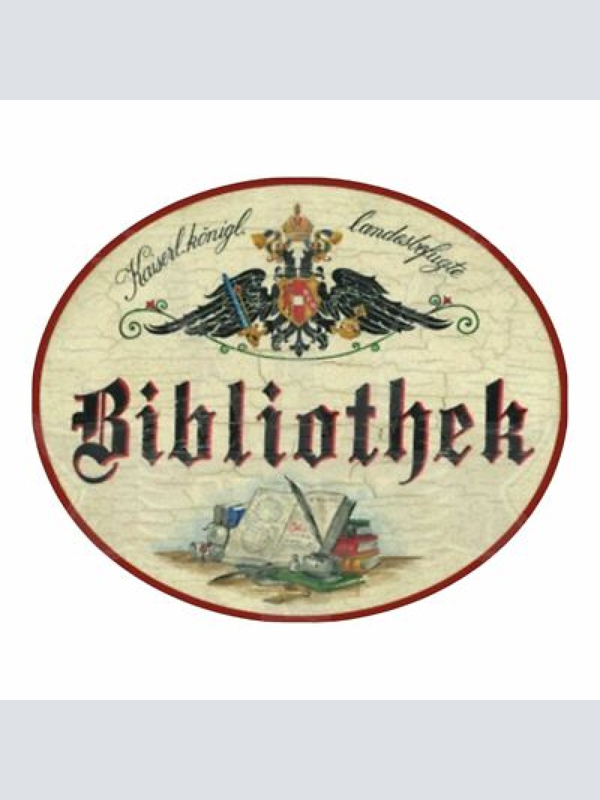 Nostalgie Holzschild Schild kaiserliche königliche Bibliothek