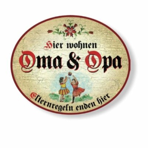 KuK Nostalgie Holzschild hier wohnen Oma & Opa Elternregeln gelten nicht