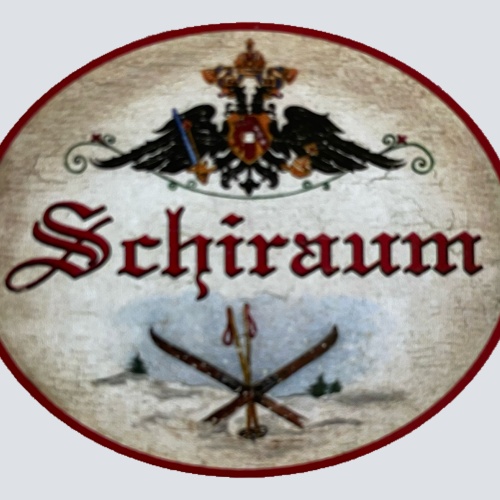 KuK Nostalgie Holzschild Schiraum Schi Fahren Winter Sport Schnee Schild