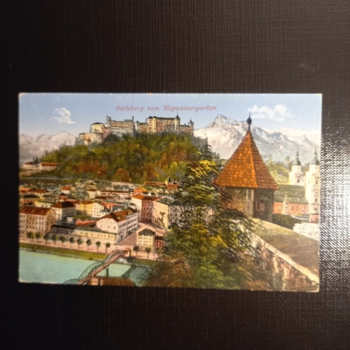 Salzburg, Festung und Untersberg vom Kapuzinergarten 430083 gr