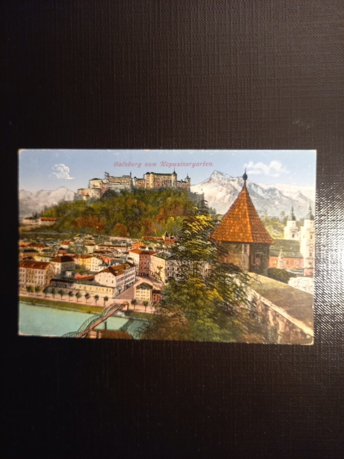 Salzburg, Festung und Untersberg vom Kapuzinergarten 430083 gr