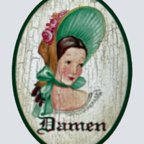Nostalgie Holzschild Biedermeier Damen WC Toilette Klo Mädchen Schild
