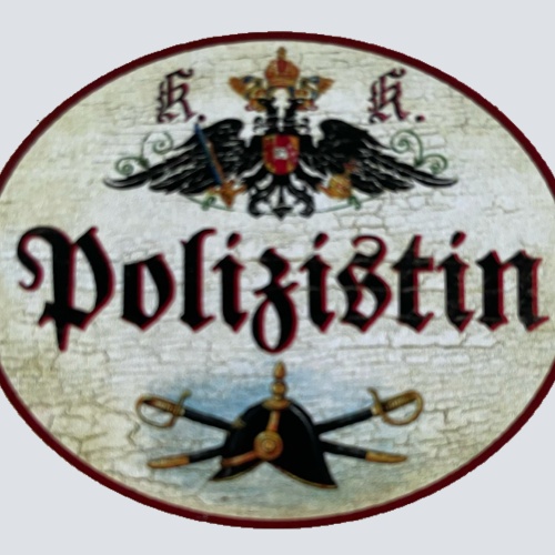 KuK Nostalgie Holzschild Polizistin Polizeibeamtin Polizei Schild