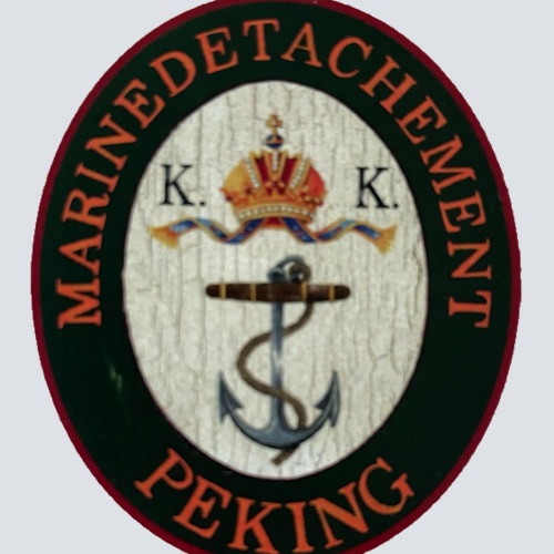 Nostalgie Holzschild KuK Marinedetachement Peking China Beijing Schild