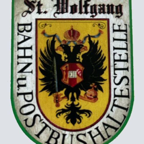 Nostalgie Holzschild St. Wolfgang Bahn & Postbushaltestelle Schild
