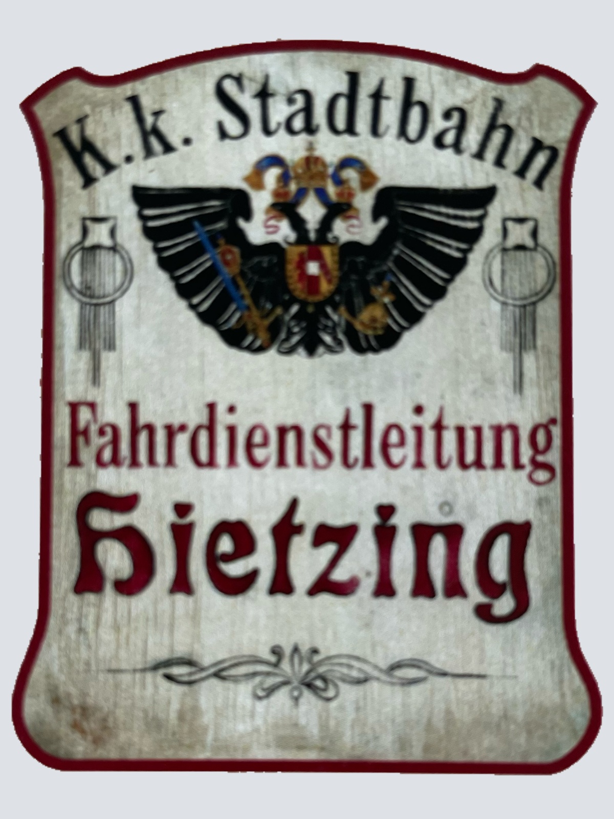 Nostalgie Holzschild KuK Stadtbahn Fahrdienstleitung Hietzing Wien Schild