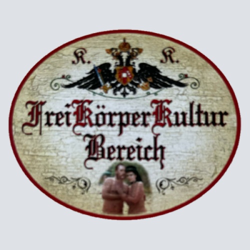 KuK Nostalgie Holzschild Frei Körper Kultur Bereich FKK Nackt Baden Schild