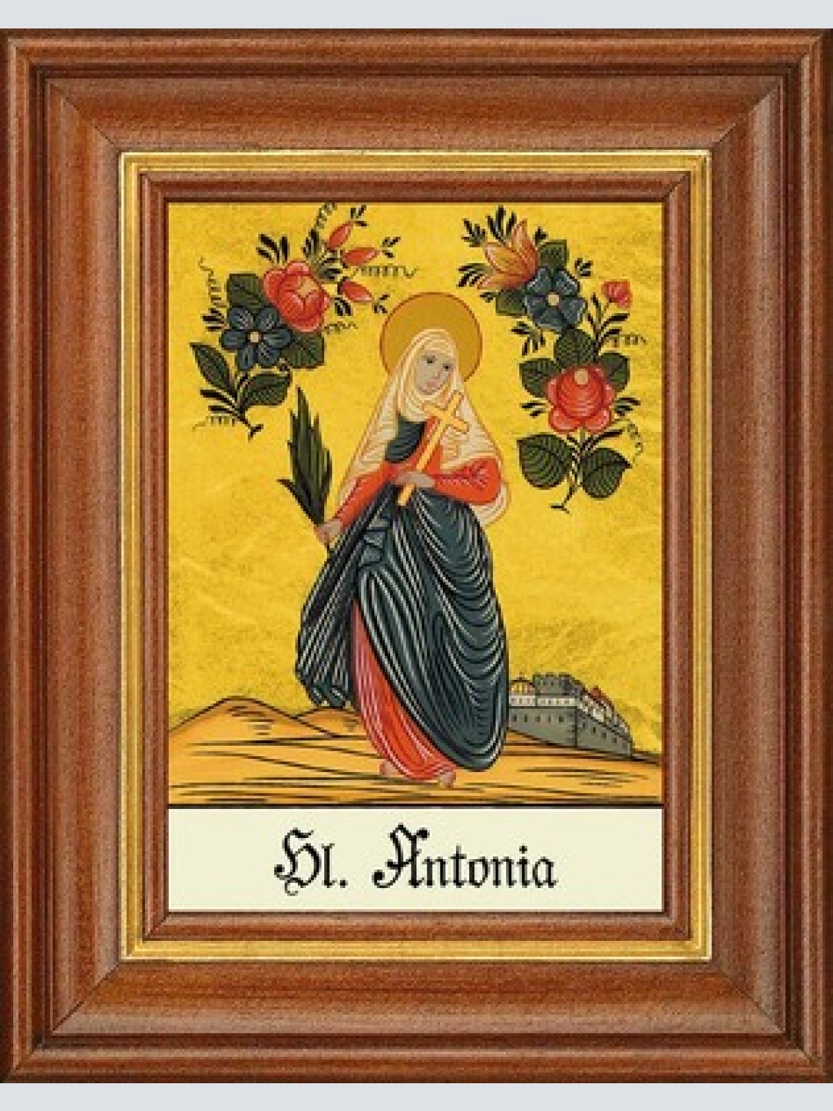 Hinterglasbild - heilige antonia 2 - patronatsbild taufe namenspatron 12,7x16 th