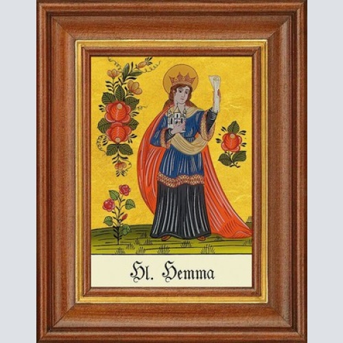 Hinterglasbild - heilige hemma - patronatsbild taufe namenspatron 12,7x16