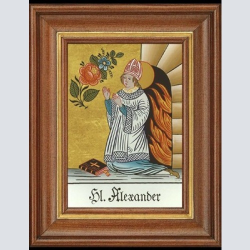 Hinterglasbild heiliger alexander patronatsbild taufe namenspatron  12,7x16