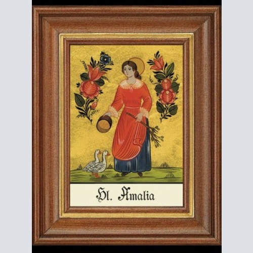 Hinterglasbild heilige amalia patronatsbild taufe namenspatron  12,7x16