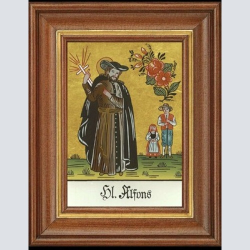 Hinterglasbild heiliger alfons patronatsbild taufe namenspatron  12,7x16