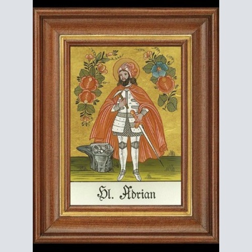 Hinterglasbild heiliger adrian patronatsbild taufe namenspatron  12,7x16