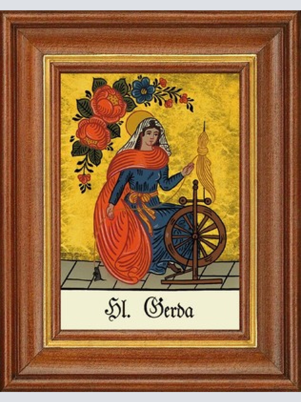 Hinterglasbild - heilige gerda - patronatsbild taufe namenspatron 12,7x16