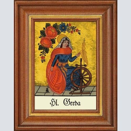 Hinterglasbild - heilige gerda - patronatsbild taufe namenspatron 12,7x16