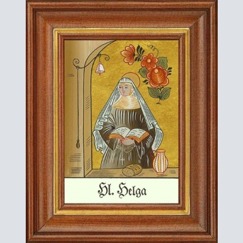 Hinterglasbild - heilige helga - patronatsbild taufe namenspatron 12,7x16