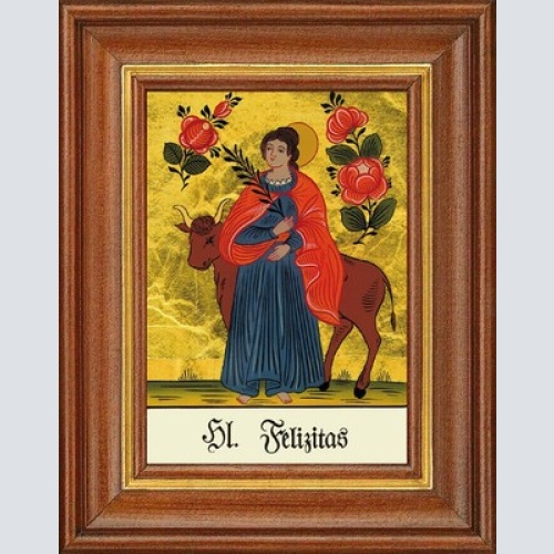 Hinterglasbild - heilige felizitas - patronatsbild taufe namenspatron 12,7x16