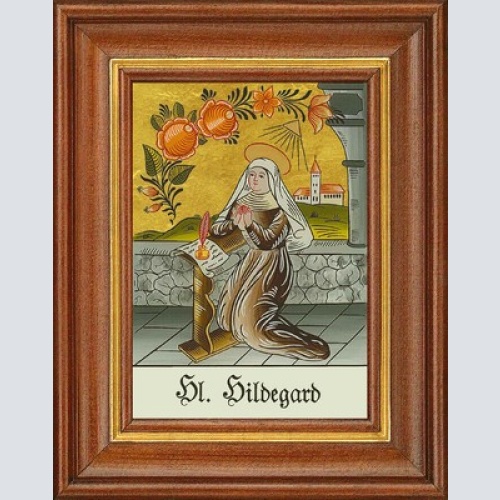 Hinterglasbild - heilige hildegard - patronatsbild taufe namenspatron 12,7x16