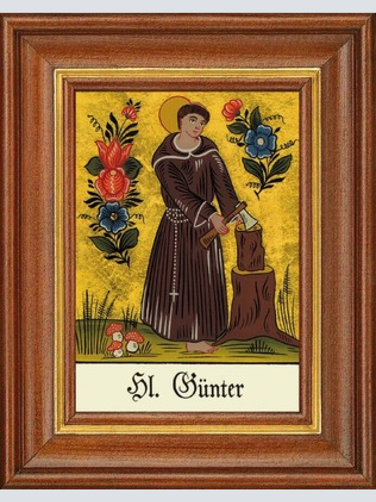 Hinterglasbild - heiliger günter - patronatsbild taufe namenspatron 12,7x16