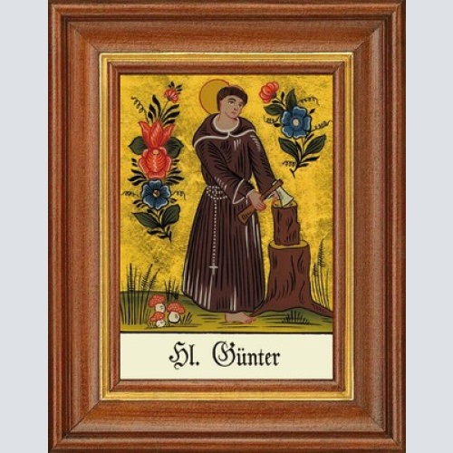Hinterglasbild - heiliger günter - patronatsbild taufe namenspatron 12,7x16