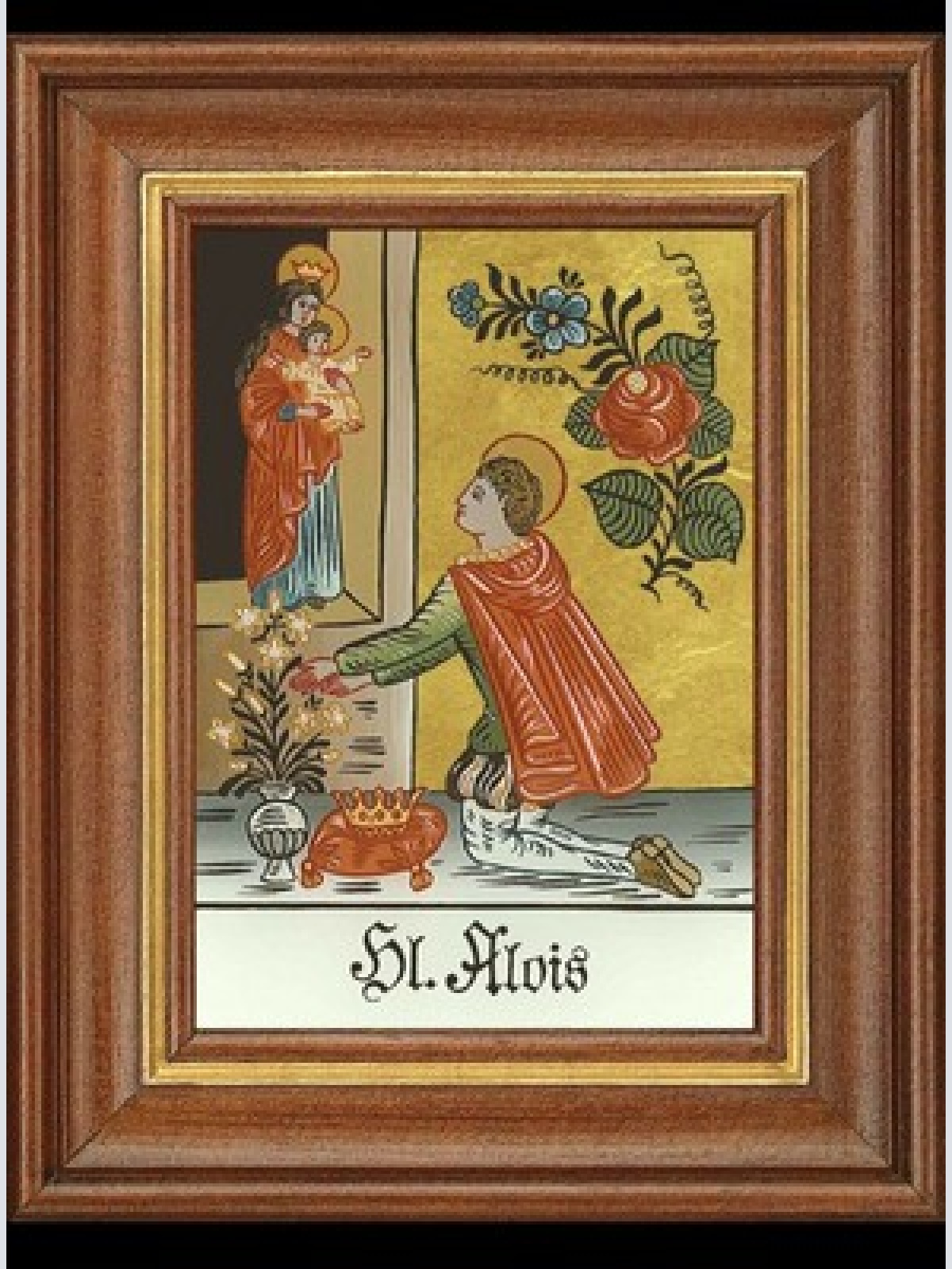 Hinterglasbild heiliger alois patronatsbild taufe namenspatron  12,7x16
