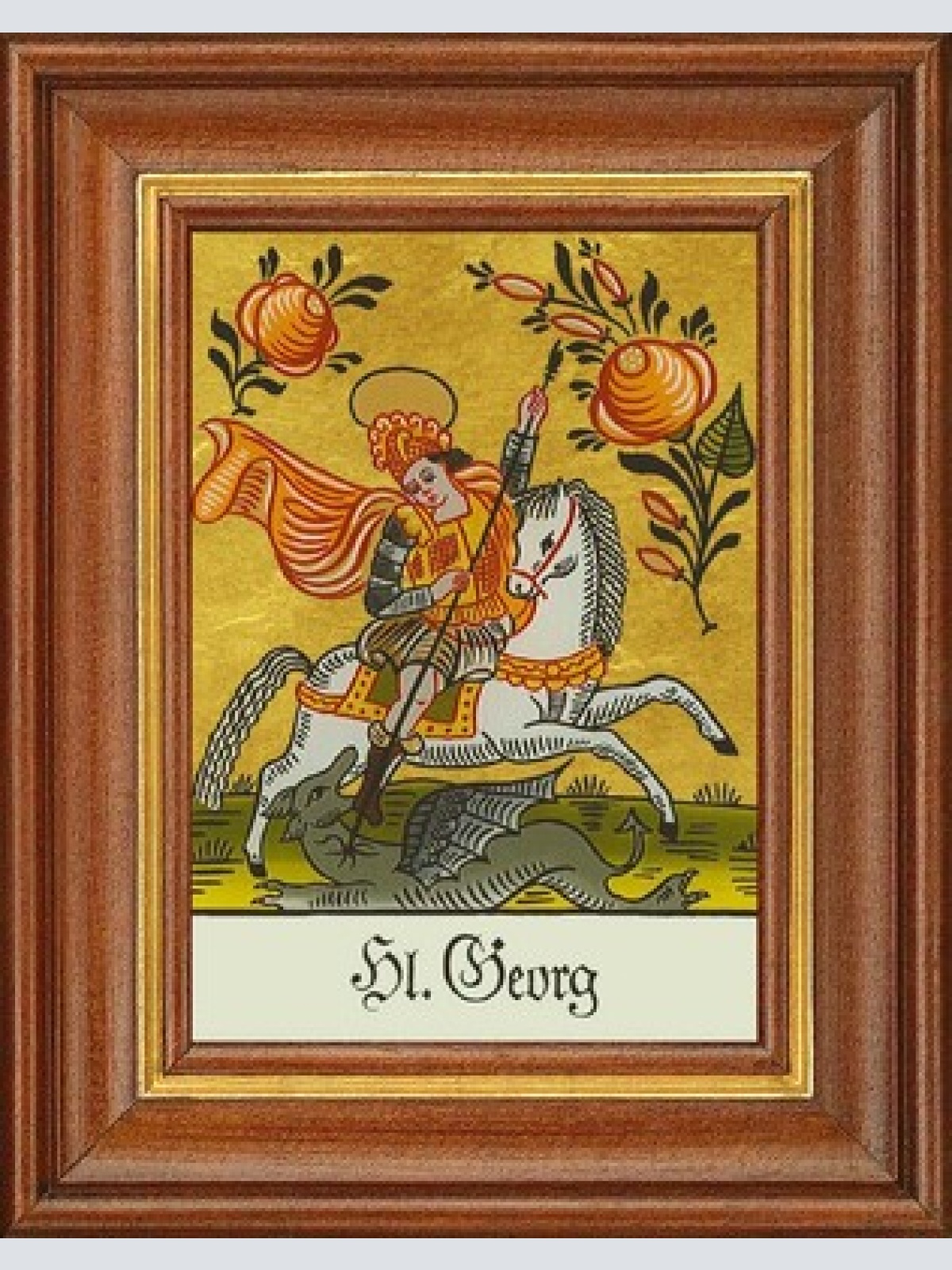 Hinterglasbild - heiliger georg - patronatsbild taufe namenspatron 12,7x16