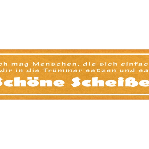 Schild Menschen Die Sich Einfach Mit Dir In Die Trümmer Setzen Schöne Scheiße