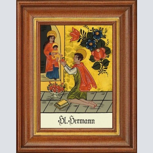 Hinterglasbild - heiliger hermann - patronatsbild taufe namenspatron 12,7x16