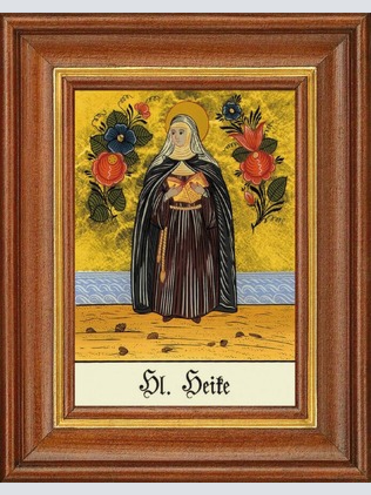 Hinterglasbild - heilige heike - patronatsbild taufe namenspatron 12,7x16