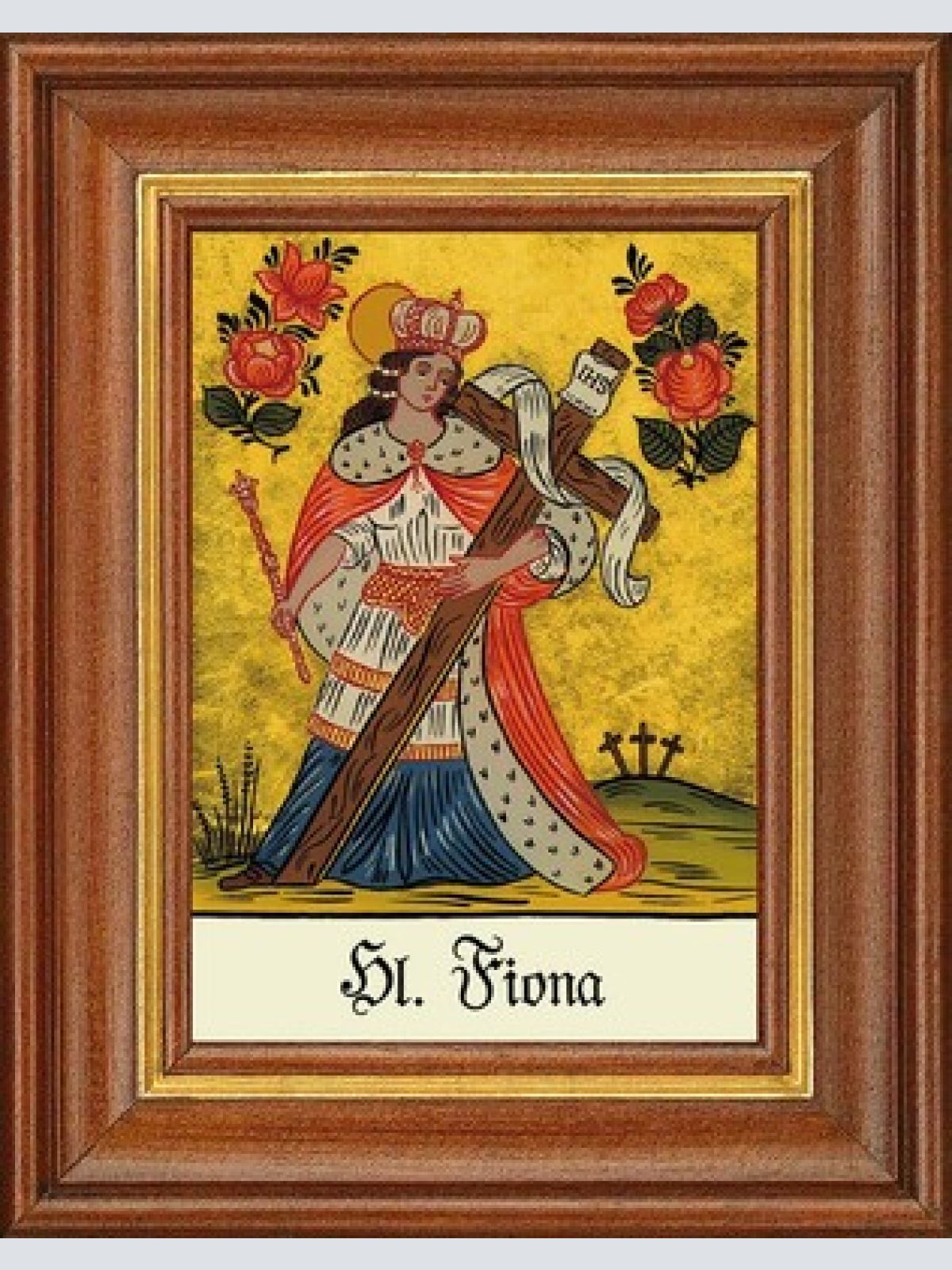 Hinterglasbild - heilige fiona - patronatsbild taufe namenspatron 12,7x16