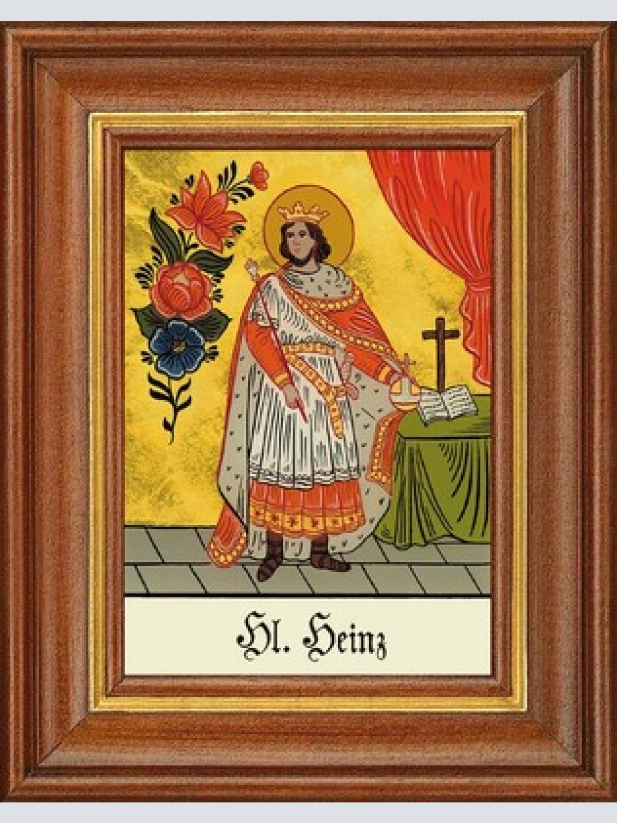 Hinterglasbild - heiliger heinz - patronatsbild taufe namenspatron 12,7x16