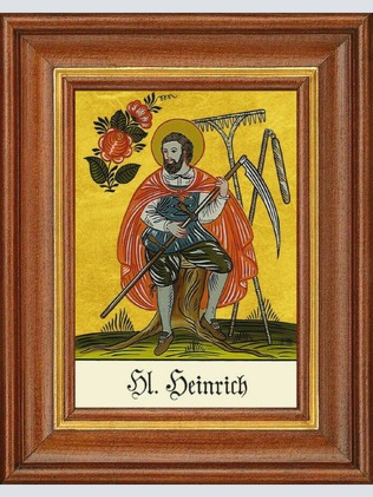 Hinterglasbild - hl.heinrich v. bozen - patronatsbild taufe namenspatron 12,7x16