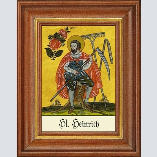 Hinterglasbild - hl.heinrich v. bozen - patronatsbild taufe namenspatron 12,7x16