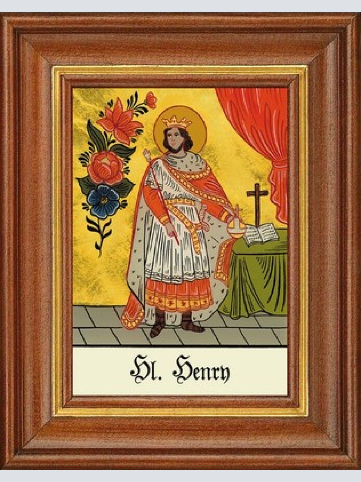Hinterglasbild - heiliger henry - patronatsbild taufe namenspatron 12,7x16