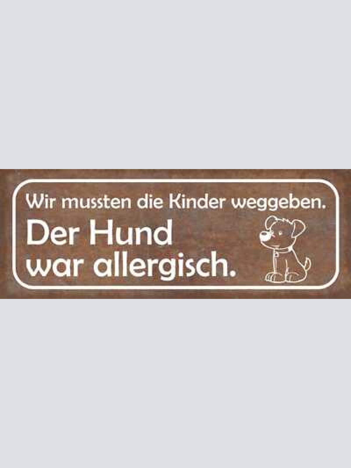 Schild wir mussten das kind weggeben der hund war allergisch 27x10 blech od.holz