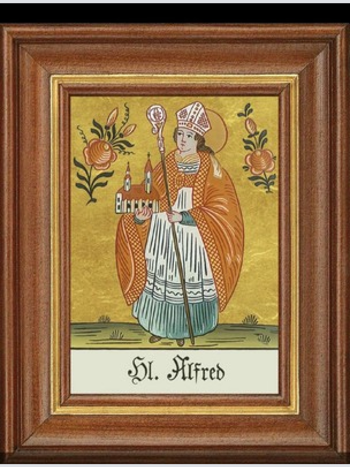 Hinterglasbild heiliger alfred patronatsbild taufe namenspatron  12,7x16