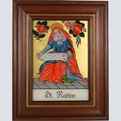 Hinterglaswerkstätten - Hinterglasbild/Patronatsbild Hl. Nadine mit braun