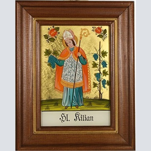 Hinterglaswerkstätten - Hinterglasbild/Patronatsbild Hl. Kilian mit braun