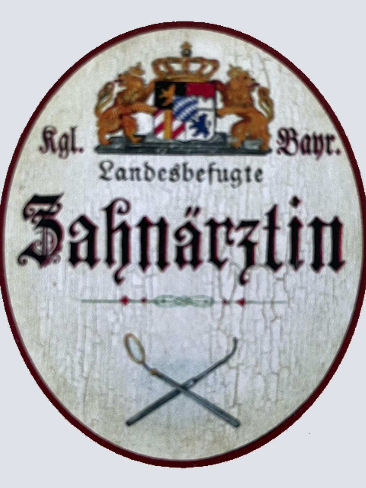 Nostalgie Holzschild Bayern Königlich Bayerische Landesbefugte Zahnärztin Schild