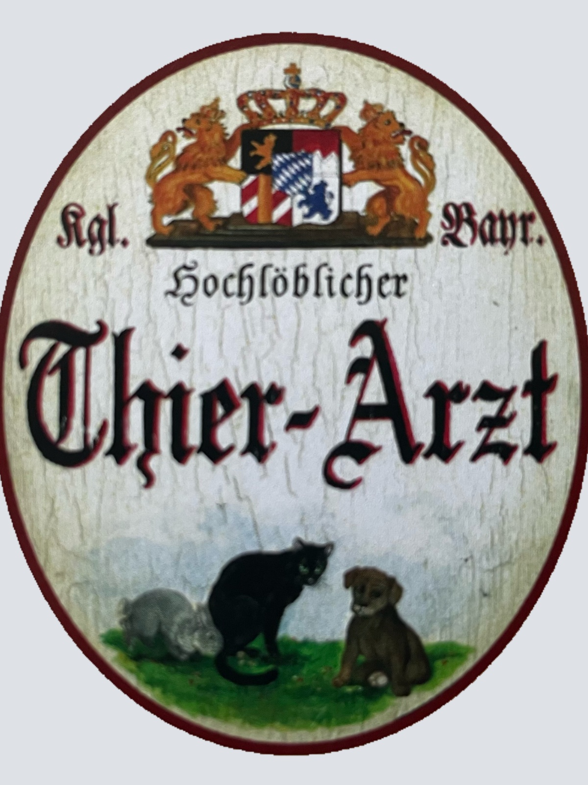 Nostalgie Holz Schild Bayern Königlich Bayerischer Hochlöblicher Thier Tier Arzt