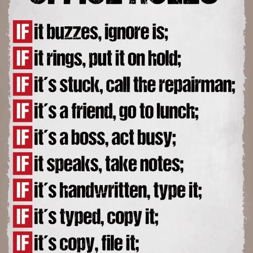 Schild Office Rules Büro Regeln Arbeit 12x18 / 20x30 / 30x40 Blech od. Holz