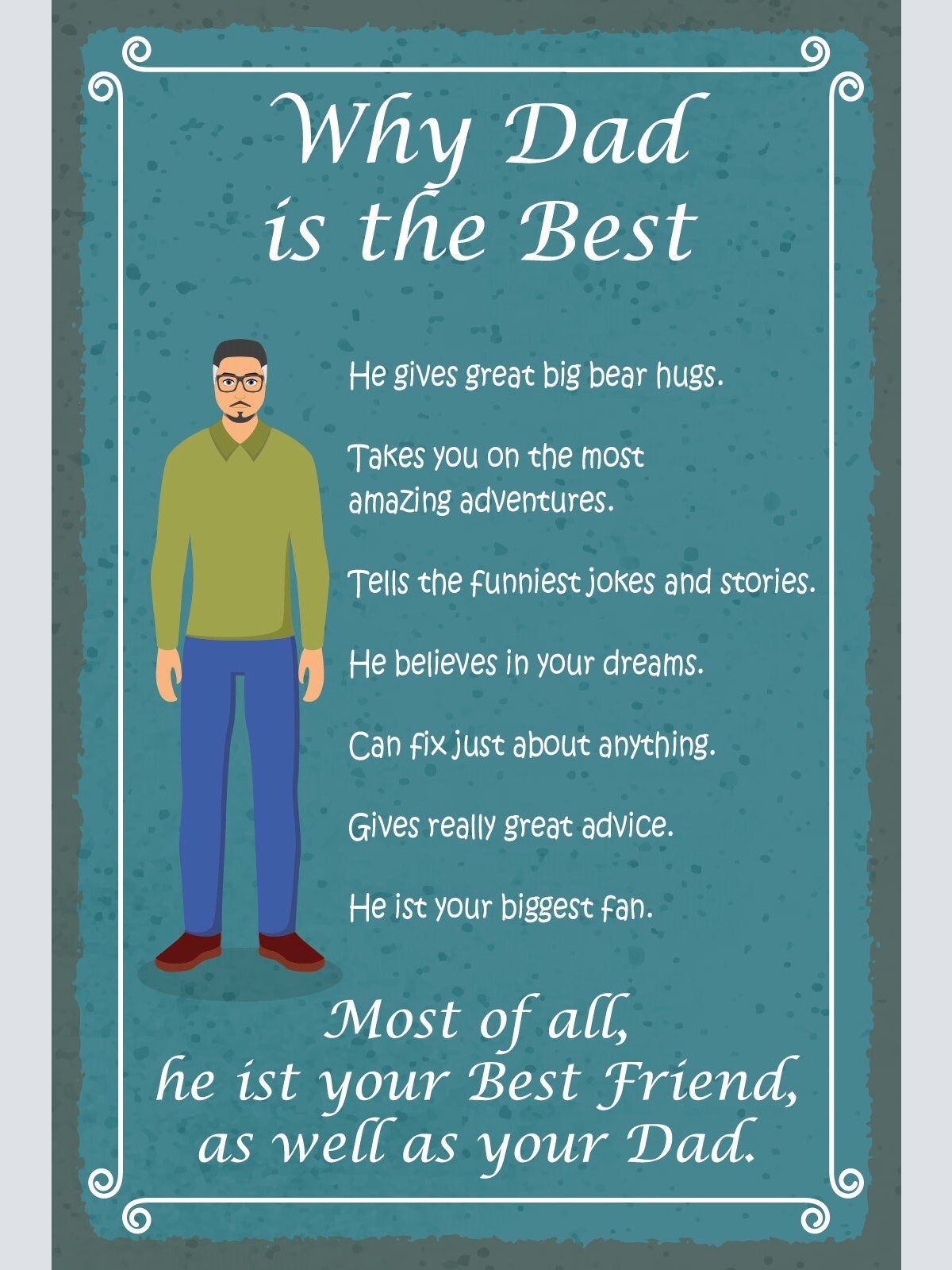 Schild Dad is the best Papa Vater Eltern 12x18 / 20x30 / 30x40 Blech od. Holz