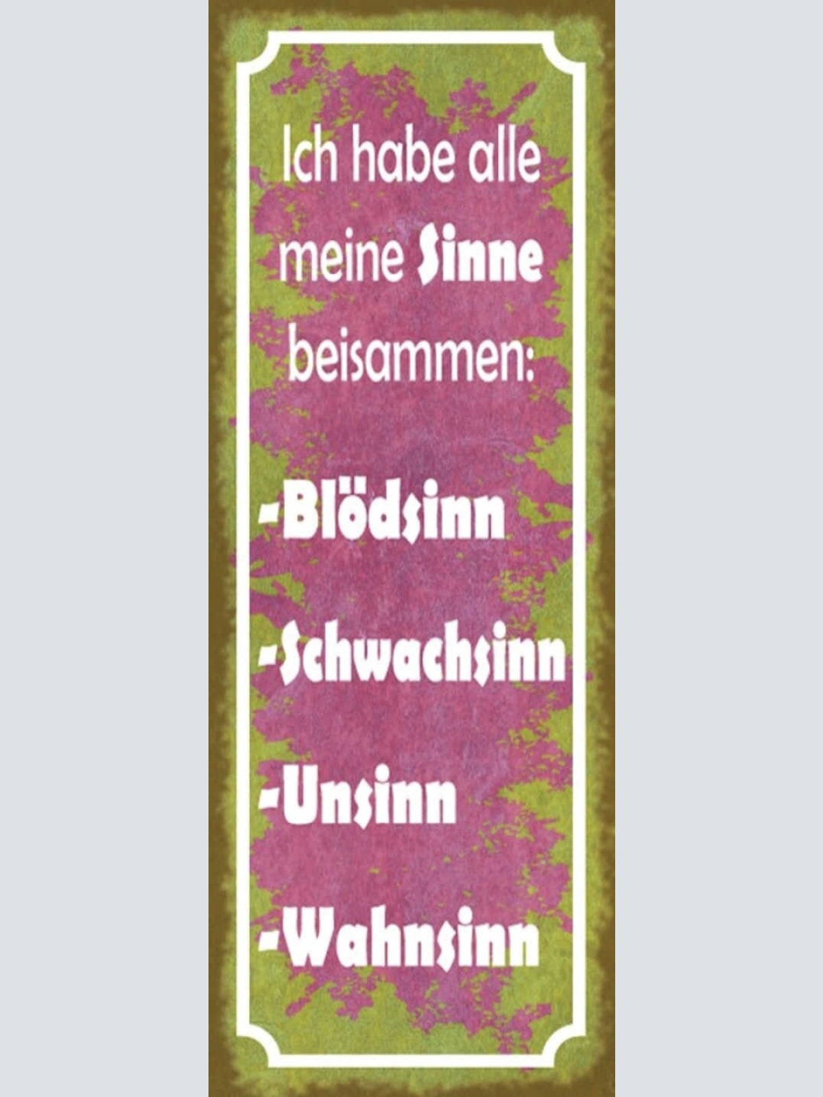 Schild Ich Habe Alle Meine Sinne Beisammen Blödsinn Unsinn 27x10 Blech od.Holz
