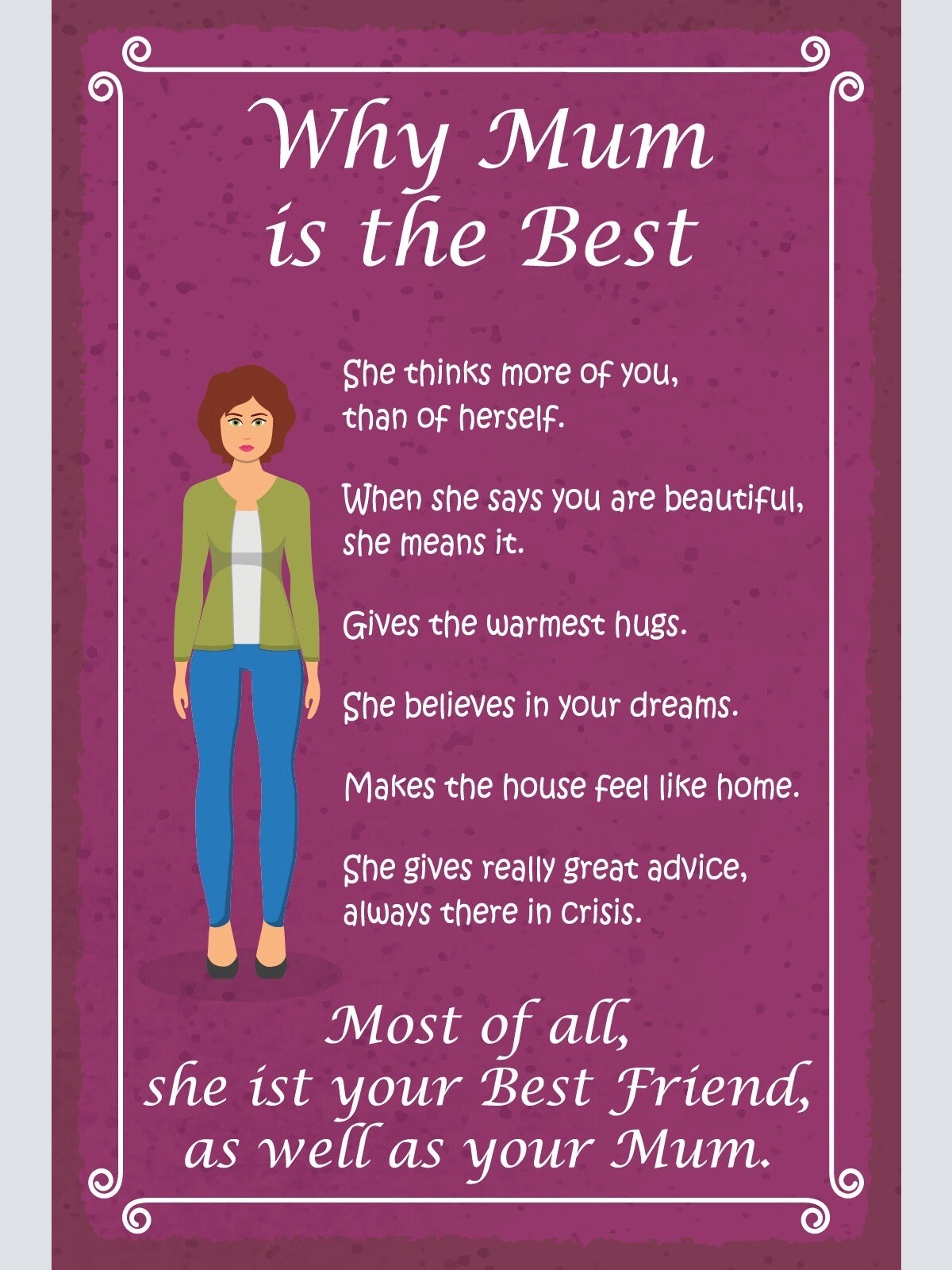 Schild Mum is the best Mama Mutter Eltern 12x18 / 20x30 / 30x40 Blech od. Holz