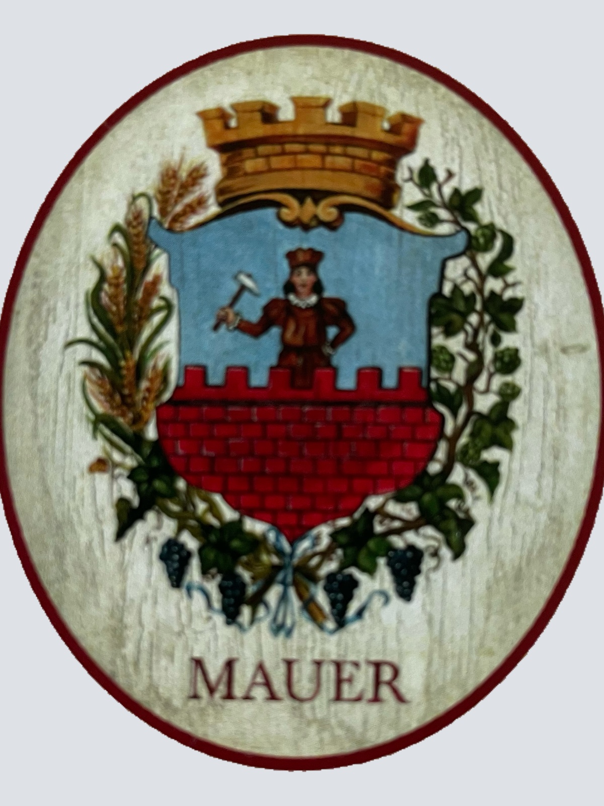 Nostalgie Holzschild Mauer Wappen Wien Liesing Ort Österreich KuK Schild