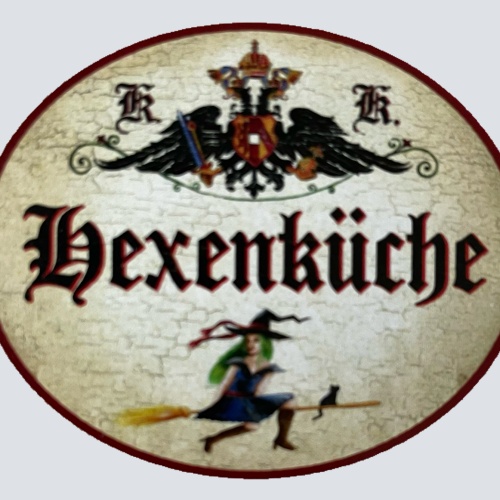 Kuk Nostalgie Holzschild Hexenküche Hexe Küche Besen Katze Frau Schild
