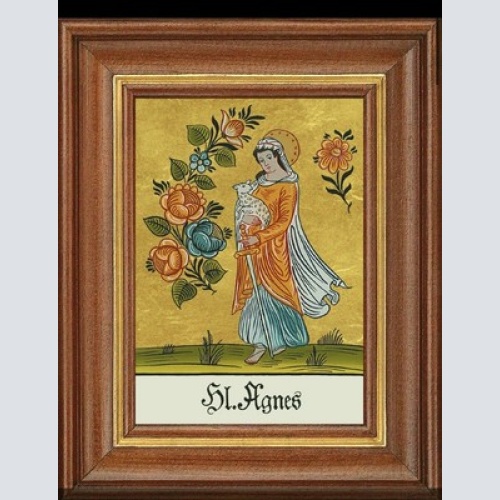 Hinterglasbild heilige agnes patronatsbild taufe namenspatron  12,7x16